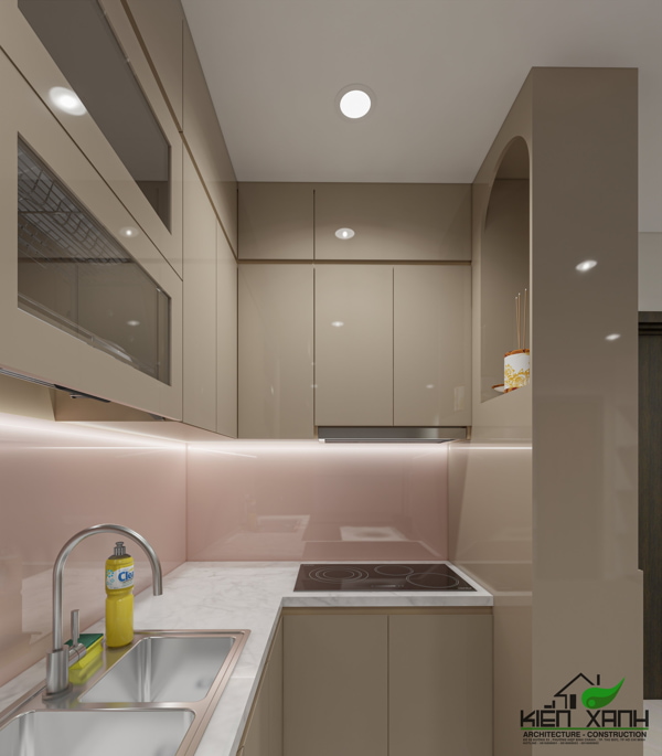 Ốp tường nhà bếp và đá ốp tủ bếp trong thiết kế nội thất phòng bếp