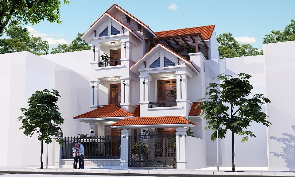 xây nhà 3 tầng mái ngói