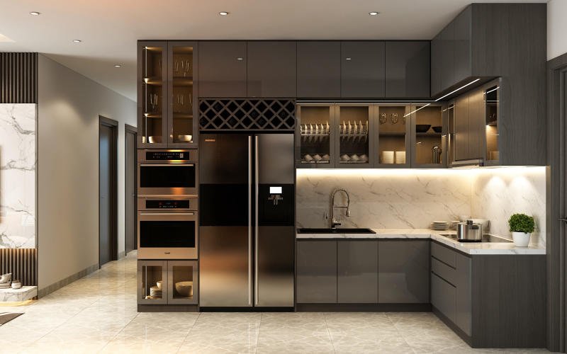 Tủ bếp được thiết kế bởi Acrylic cao cấp sang trọng 