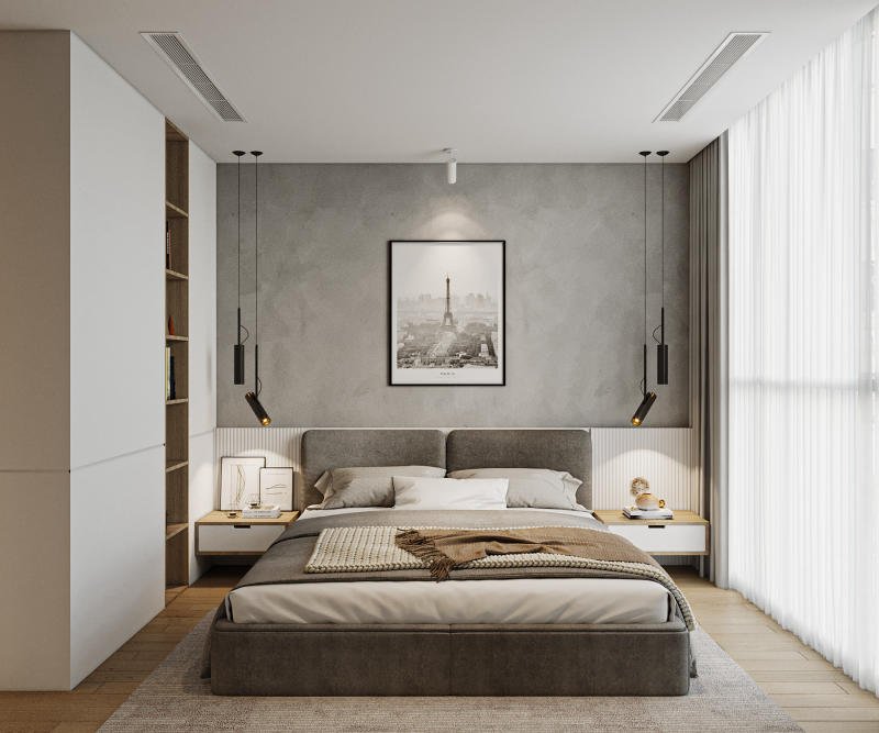 Phòng ngủ thiết kế theo phong cách tối giản, nhẹ nhàng 