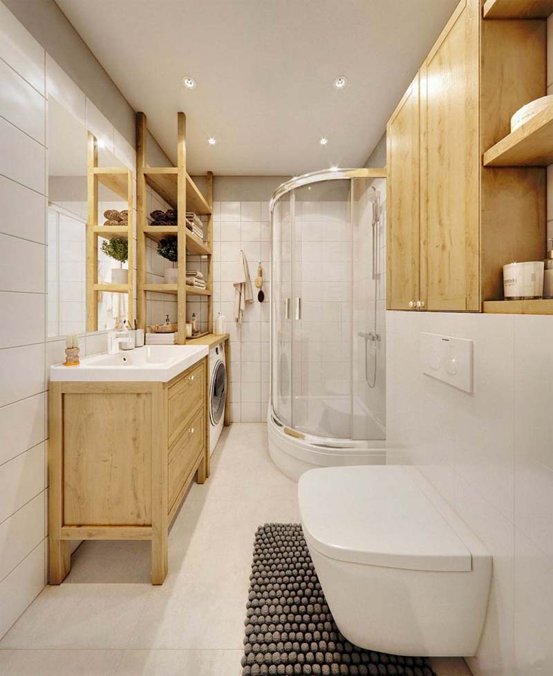 Thiết kế phòng tắm tối giản, không rườm rà để thuận tiện việc di chuyển