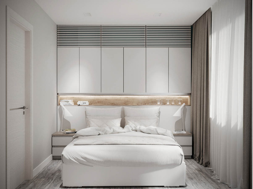 Phòng ngủ được thiết kế tối giản, nhẹ nhàng, dễ chịu 