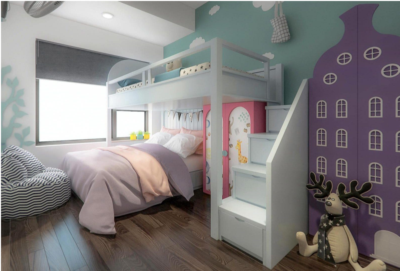 Sử dụng giường tầng cho các bé để tiết kiệm không gian 
