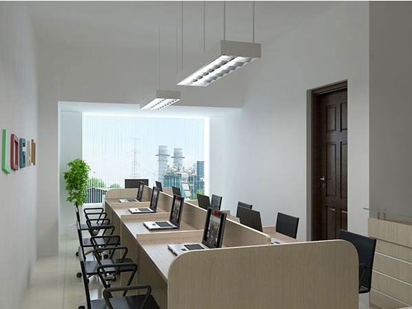 Bố trí bàn làm việc đối xứng với nhau để tiết kiếm diện tích