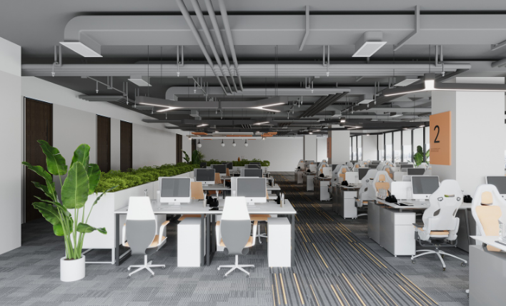 Thiết kế văn phòng theo phong cách Industrial kết hợp với cây xanh